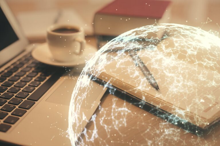 A globe containing the world wide web