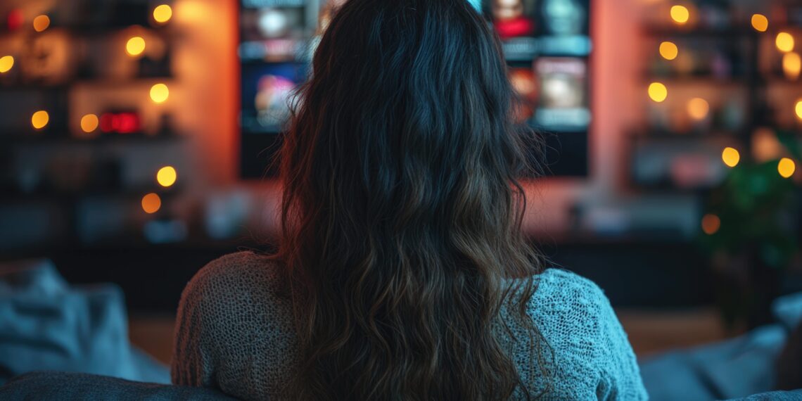 A woman watching a streaming service